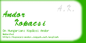 andor kopacsi business card