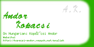 andor kopacsi business card